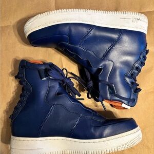 Women’s High Top Leather Air Force One Nike Navy Blue Midnight